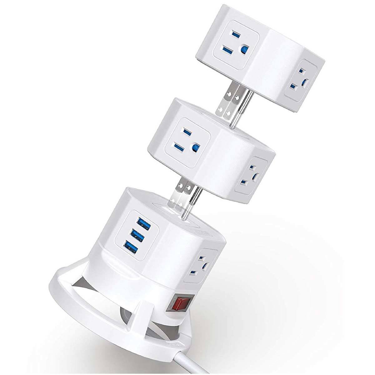 Bestek, Torre Alimentación de 12 Tomas Eléctricas con 3 Puertos USB