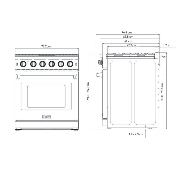 Thor Kitchen Estufa de Gas 76cm