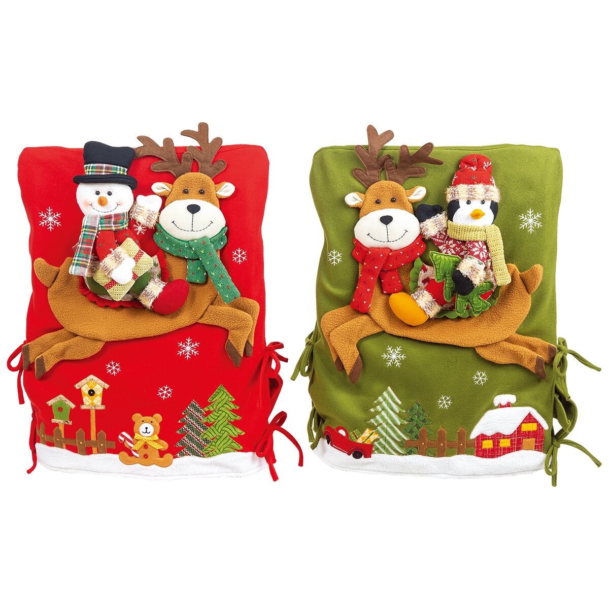 Cubiertas para Silla con Detalle Navideño, Hombre de Nieve y Pinguino