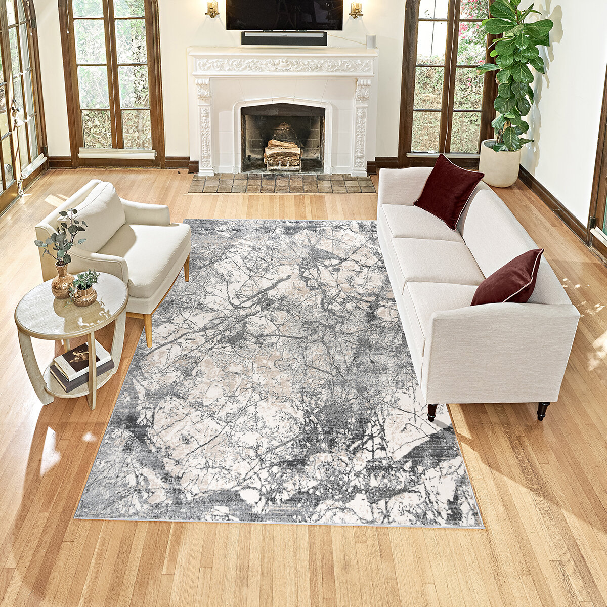 Kiran Tapete 160 cm x 214 cm Brenna Cream Gray