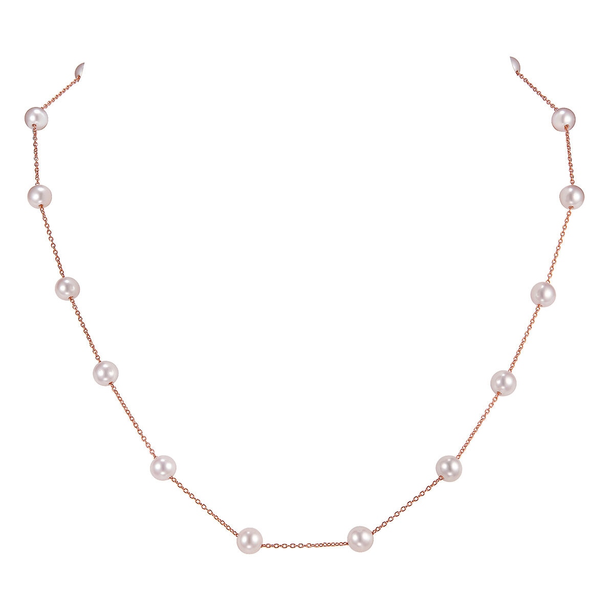Collar de Perla Cultivada Agua Dulce, 43.18cm, Oro Rosa de 14K