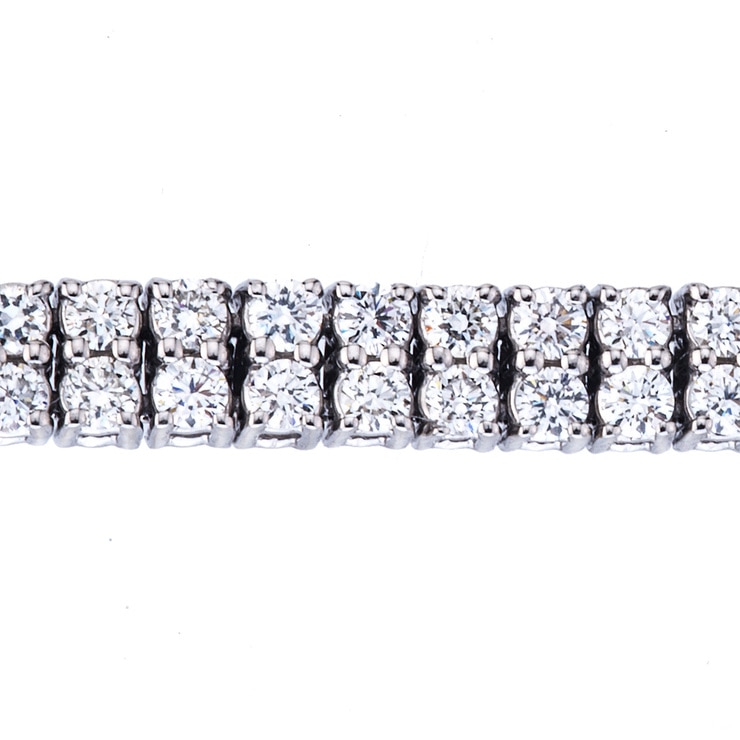 4.00ctw, Brazalete Doble de Diamantes, 17.78cm, Corte Redondo, Oro Blanco 14kt