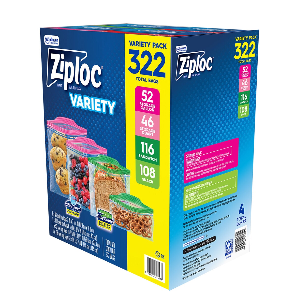 Ziploc Paquete Surtido de Bolsas 322 pzas