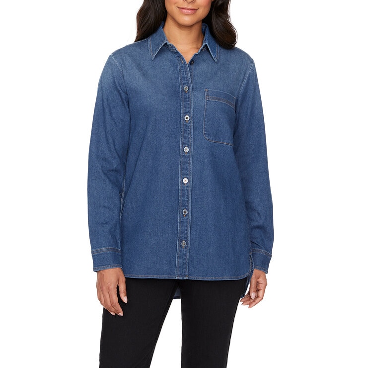 Buffalo David Bitton Camisa de jeans para Dama Azul lavado claro Grande