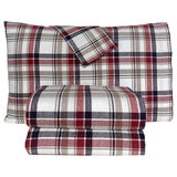 Flannel From Portugal, Juego de Sábanas de Franela, Tamaño Matrimonial 4 Piezas, Red Plaid