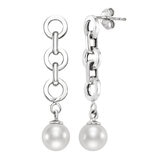 Aretes de Perlas Cultivadas, Oro Blanco de 14K