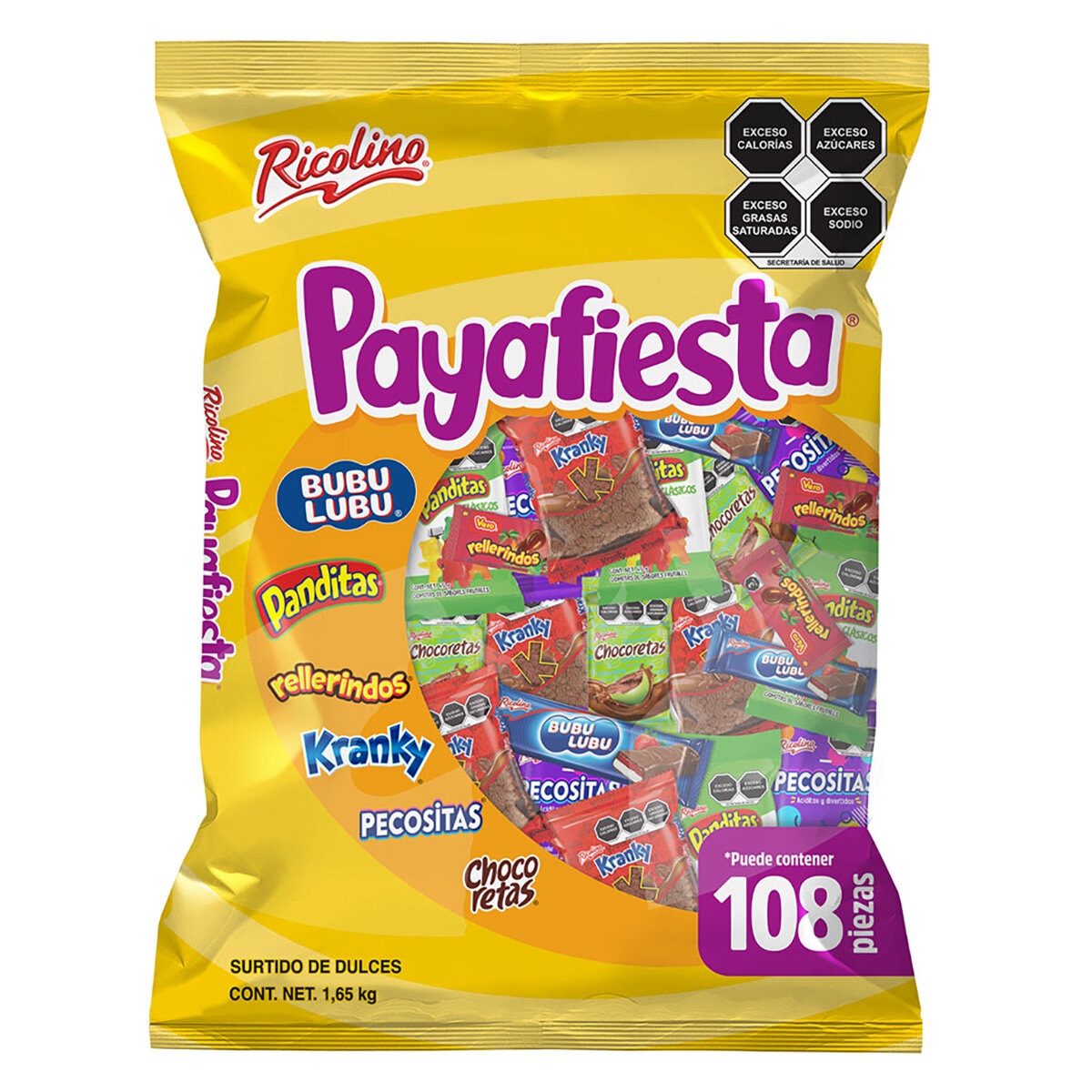 Ricolino Payafiesta Surtido de Dulces 108 pzas 1.65 kg