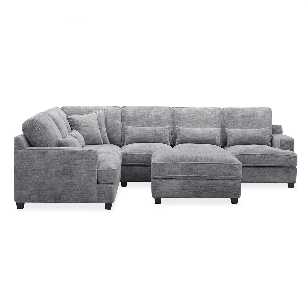 Aiden & Ivy, Seccional Fijo de Tela de 4 Piezas y Otomano