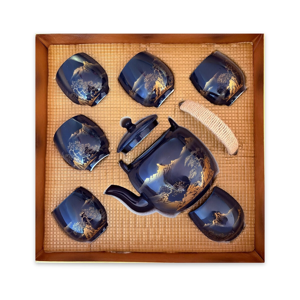 Zoma Tea Collection Juego de Tetera de Porcelana de 820 ml con 6 tazas y 2 sobres de té