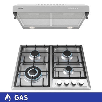 Teka Combo de campana con visera + Parrilla de 4 quemadores de 60 cm Acero Inoxidable