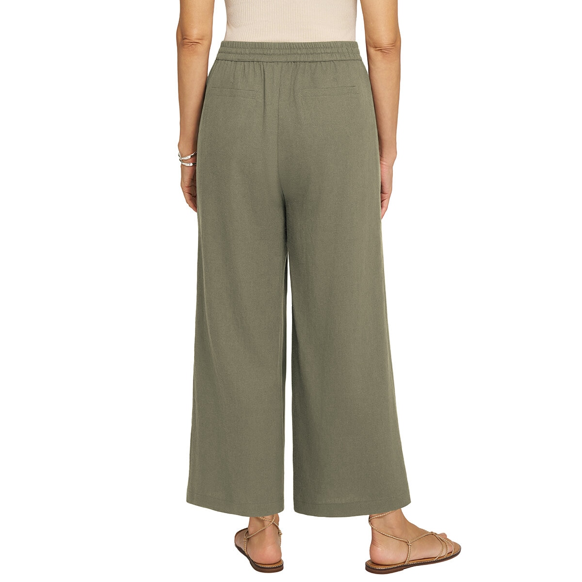 Matty M Pantalones tipo Lino para Dama Verde Chica