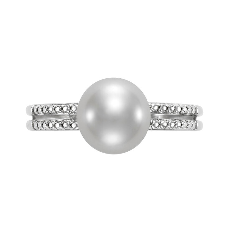 Anillo de Perla Cultivada, Oro Blanco de 14K