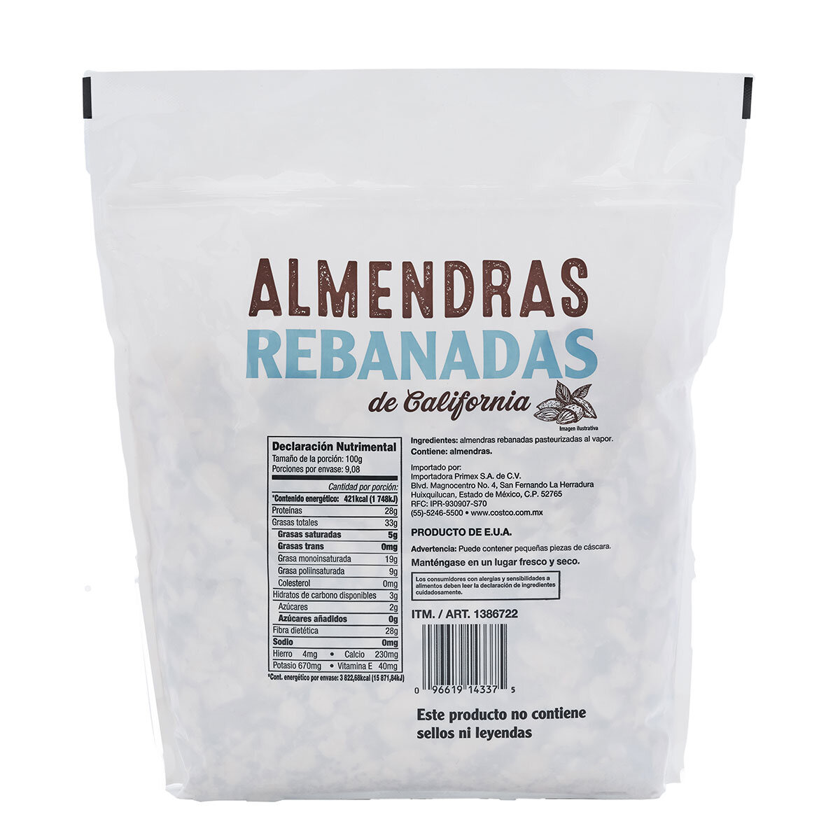 Costco Wholesale Corporation Almendras Rebanadas de California 908 g