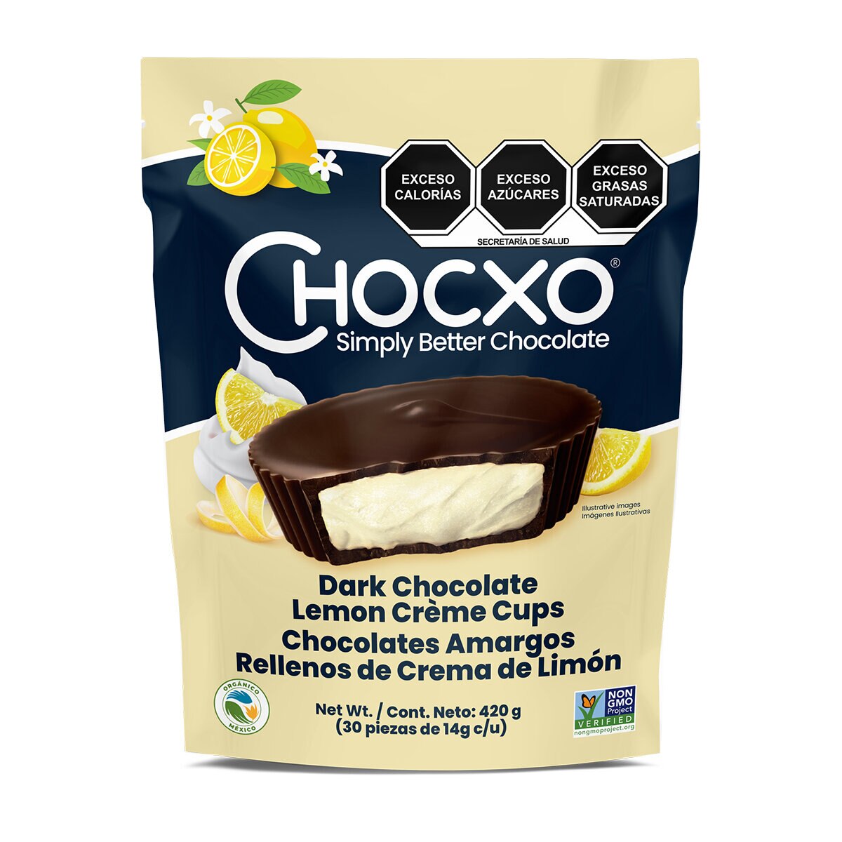 Chocxo Chocolates Amargos Rellenos de Crema de Limón 420 g