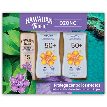 Hawaiian Tropic Ozono Bloqueador Solar 2 Lociones y 1 Spray