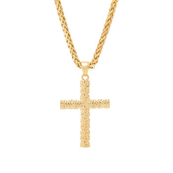 Collar con Dije de Cruz, Oro Amarillo de 14K