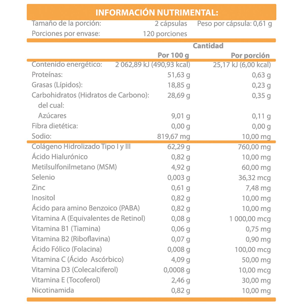 Colágeno 760mg 240 cápsulas