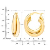 Aretes, Arracadas de Doble Fila, Oro Amarillo 14K