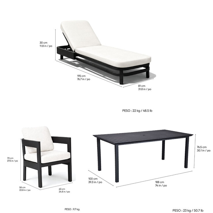 MoDe Living, Sanford Estate Colección de Patio color Blanco, 15 piezas