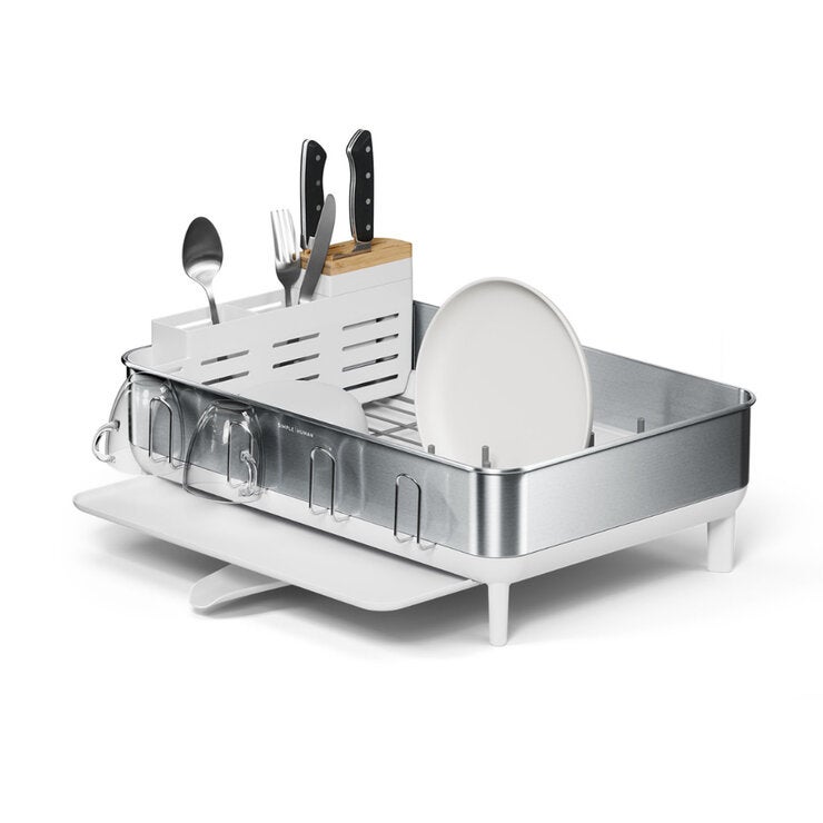 simplehuman, Escurridor de Platos de Acero Inoxidable con Base de Plástico