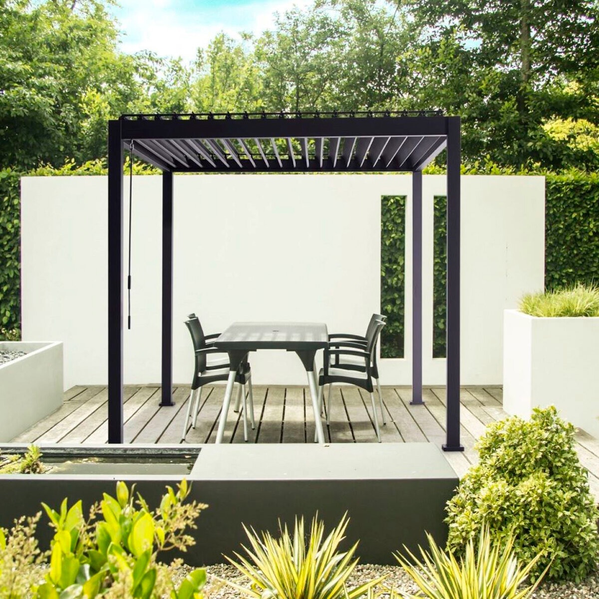 Zhengte, Pérgola de Aluminio de 3m x 6m, Color Negro