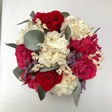 Mina'an Flor Eterna, Bouquet Frambuesa Día de las Madres, con Flores y Follaje Preservados, Duración 6 meses