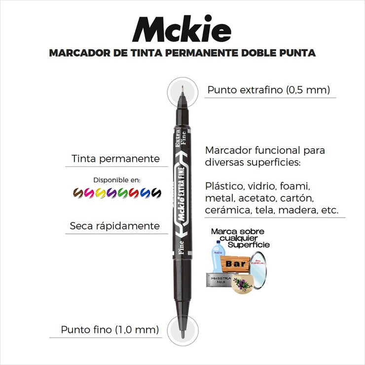 Marcador Permanente de Doble Punta Surtido 8 Pzas