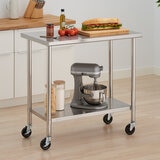 Trinity Mesa de Preparación de Acero Inoxidable con Ruedas