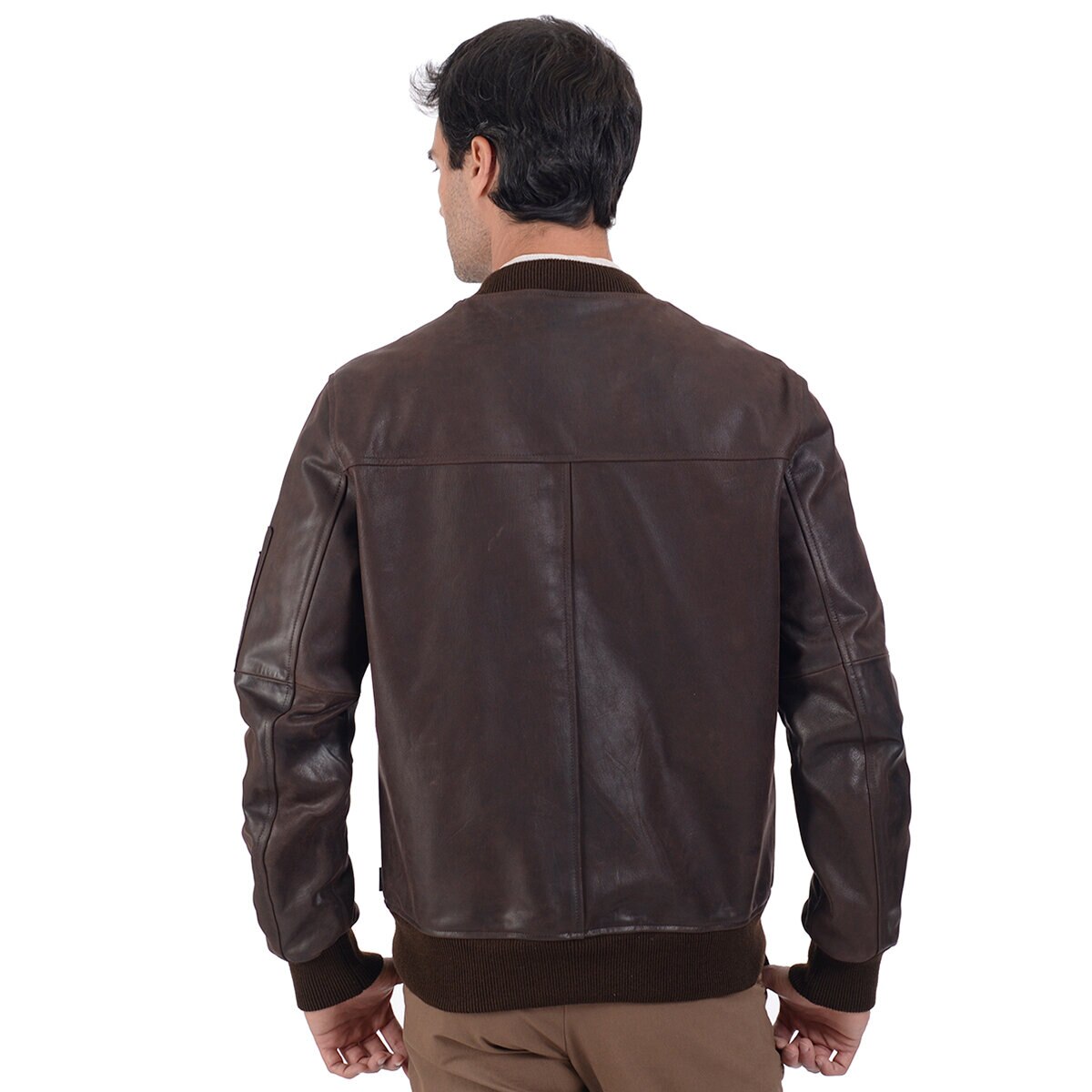 Perry Ellis, Chamarra de Piel para Caballero, Color Café Oscuro, Varias Tallas
