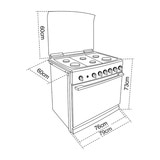 Teka Estufa de gas empotrable con 6 quemadores 30", puerta reflex