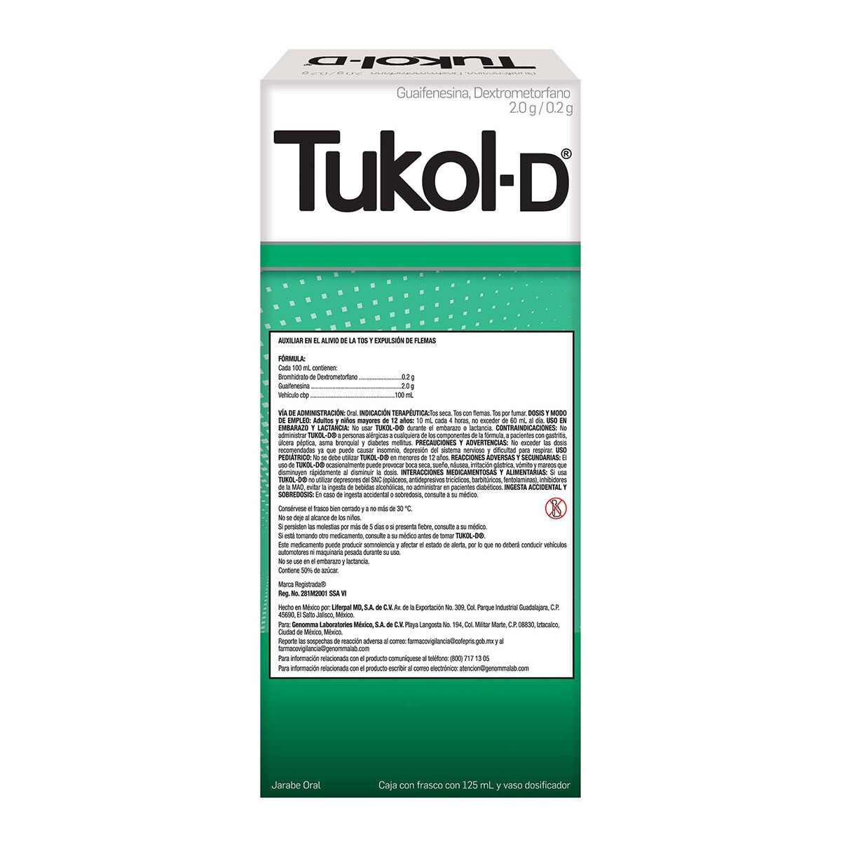 Tukol-D Jarabe Adulto para la tos paquete de 2 frascos de 125ml c/u Tukol-D Jarabe Adulto para la tos paquete de 2 frascos de 125ml c/u