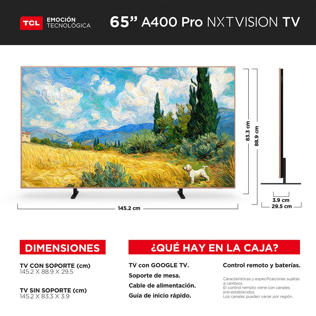 TCL Pantalla 65" QLED 4K NXTVISION Pro Google TV TCL Pantalla 65" QLED 4K NXTVISION Pro Google TV