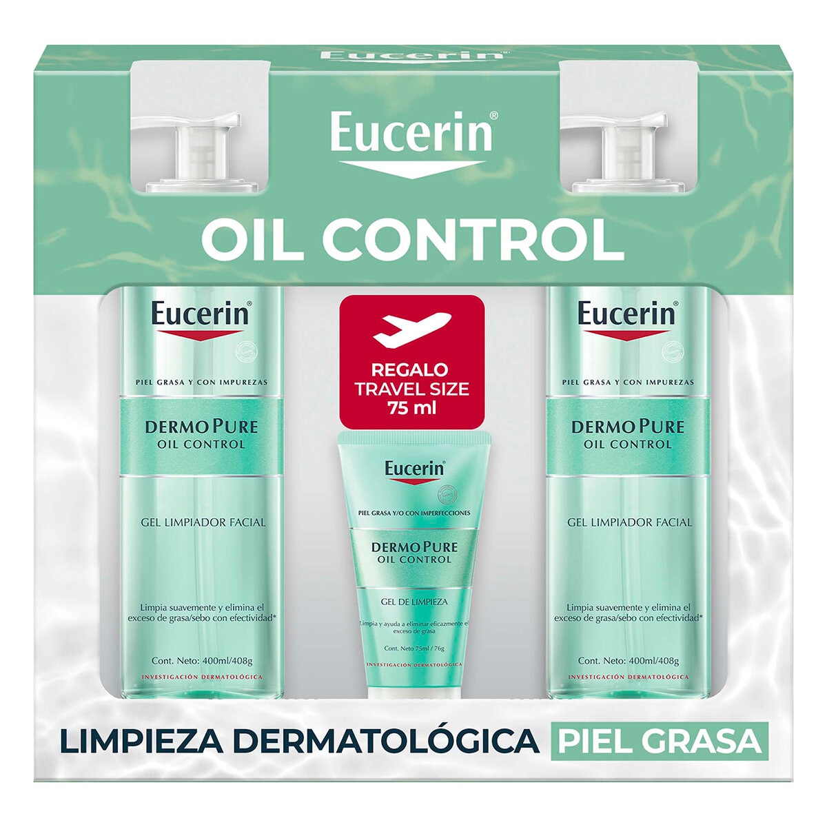 Eucerin DermoPure Gel Limpiador 2 pzas de 400 ml + 75 ml