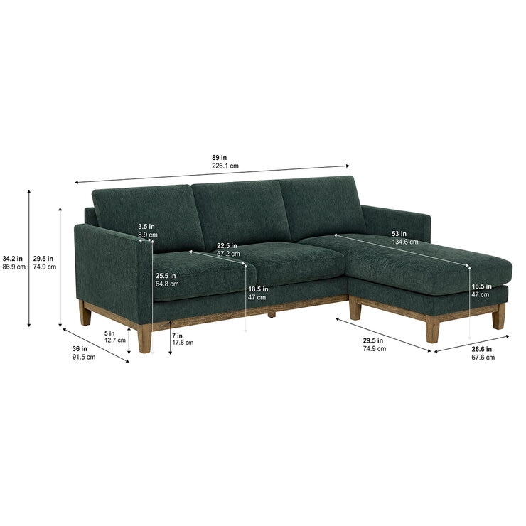 Henredon, Sofá Reversible De Tela Estilo Chaise