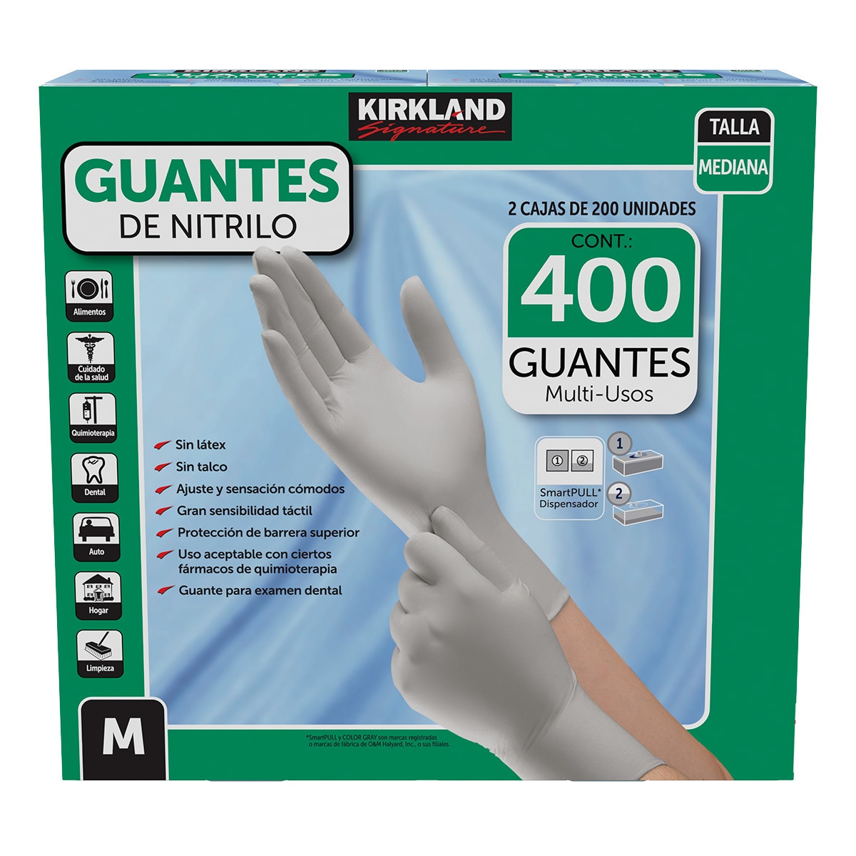 violación código Morse textura Kirkland Signature Guantes de Nitrilo Medianos 400 pzas ...