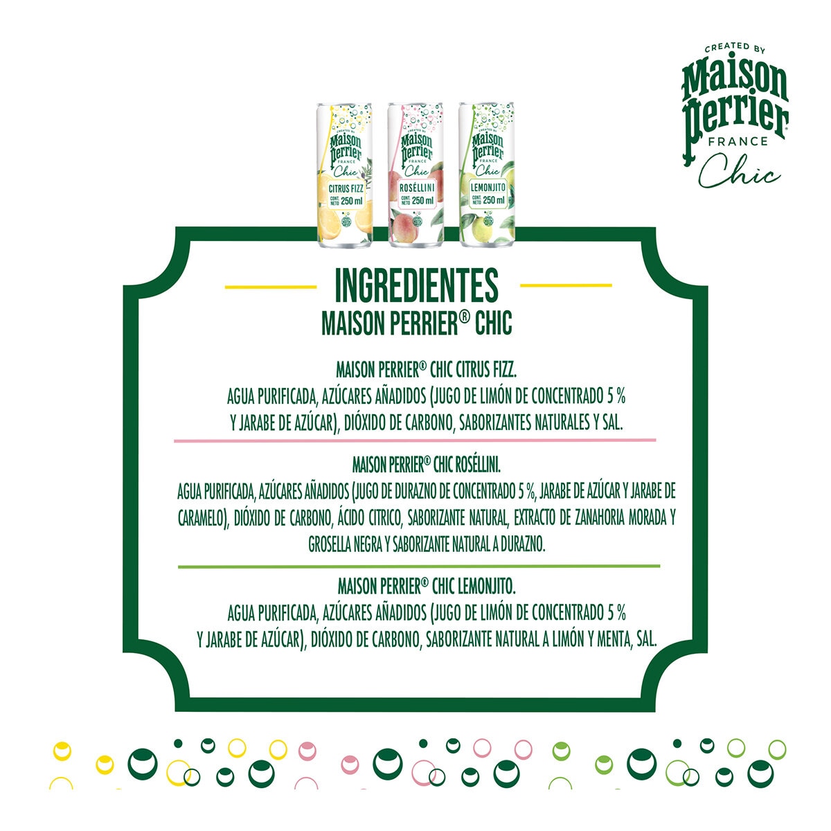 Perrier Chic Bebida Carbonatada de Sabores 24 pzs de 250 ml