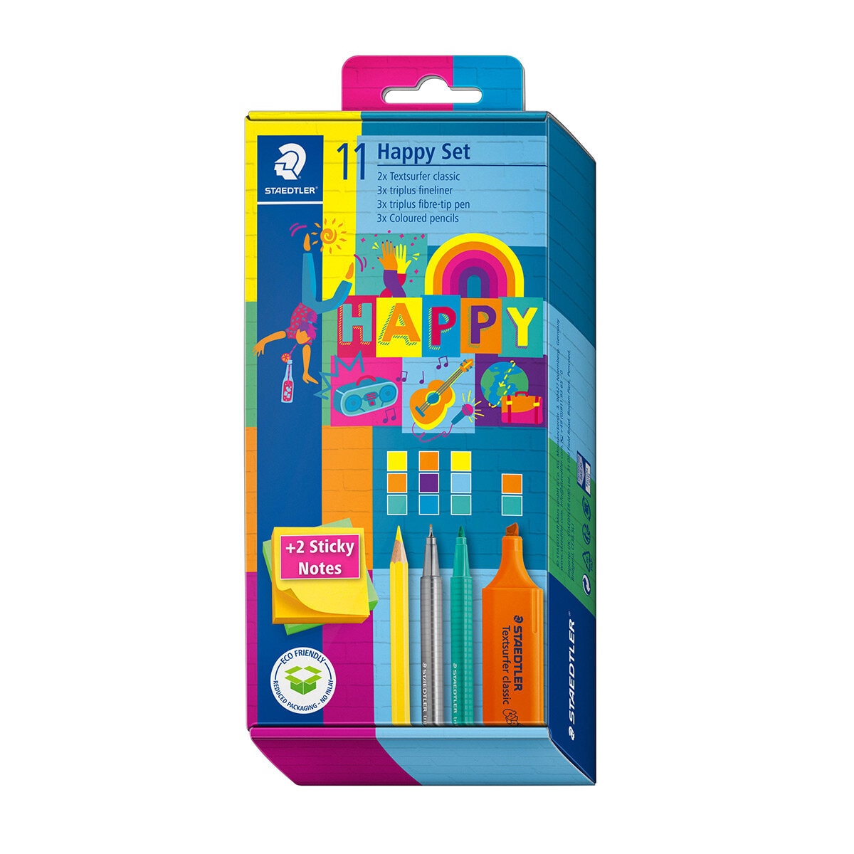 Staedtler Happy Set con 11 Piezas y Notas Autoadheribles