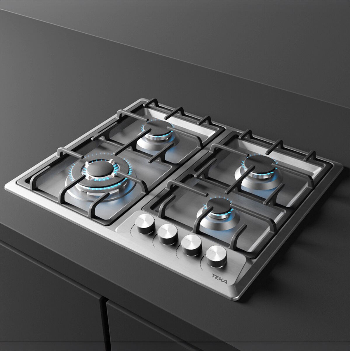 Teka Combo de campana con visera + Parrilla de 4 quemadores de 60 cm Acero Inoxidable