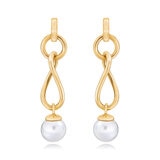 Aretes retorcidos de Perlas, Oro Amarillo de 14K