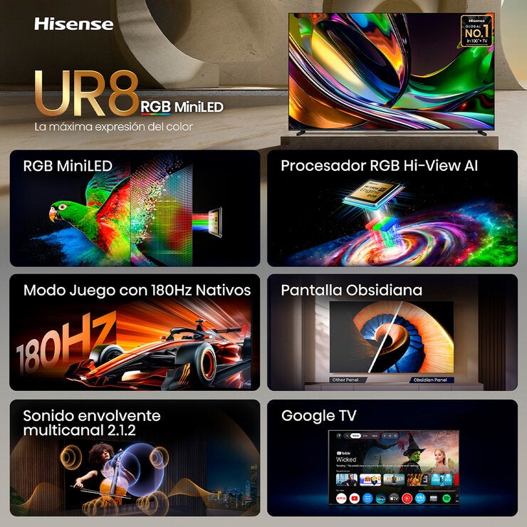 Hisense Pantalla 100" RGB Miniled 4K Google TV 703956 Hisense Pantalla 100" RGB Miniled 4K Google TV 703956