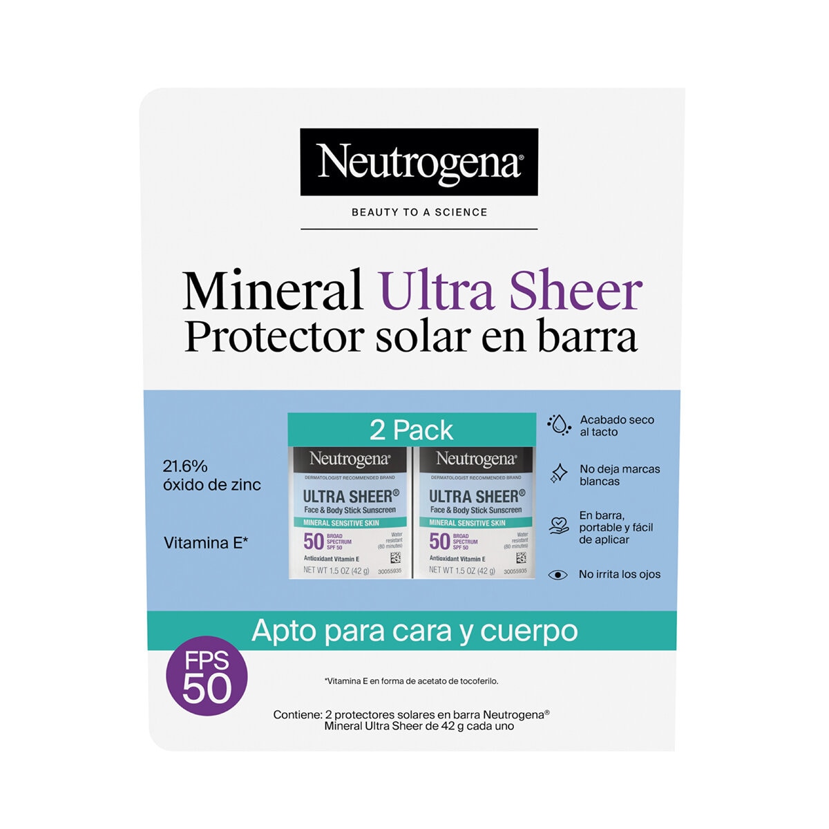Neutrogena Protector Solar en Barra 2 pzas de 42 g