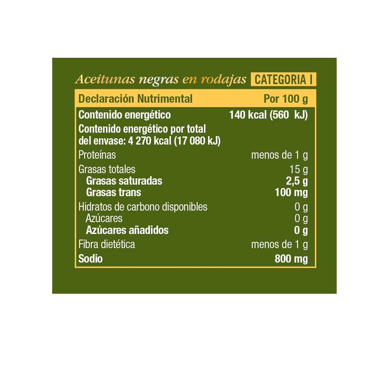 Carbonell Aceitunas Negras En Rodajas 3.05 Kg