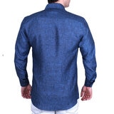 Emporio Colombo, Camisa de Lino para Caballero Corte Regular/Slim en Varias Tallas, Color Azul