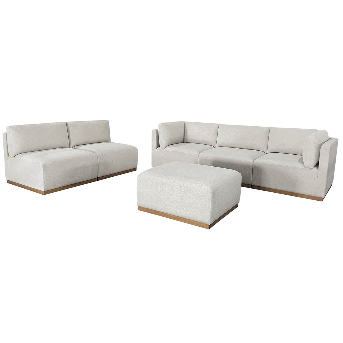 Henredon, Sofá Seccional Modular de Tela de 6 piezas con Otomano