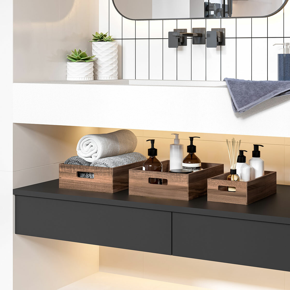 Seville Classics Juego de Cajones para Almacenamiento de Madera de Acacia, 5 Piezas