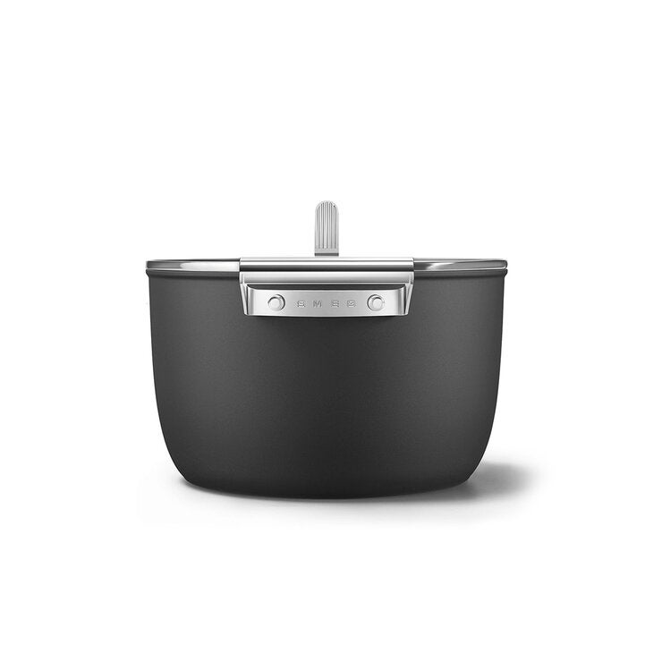 Smeg Olla de 26cm con Tapa de Cristal negro Smeg Olla de 26cm con Tapa de Cristal negro