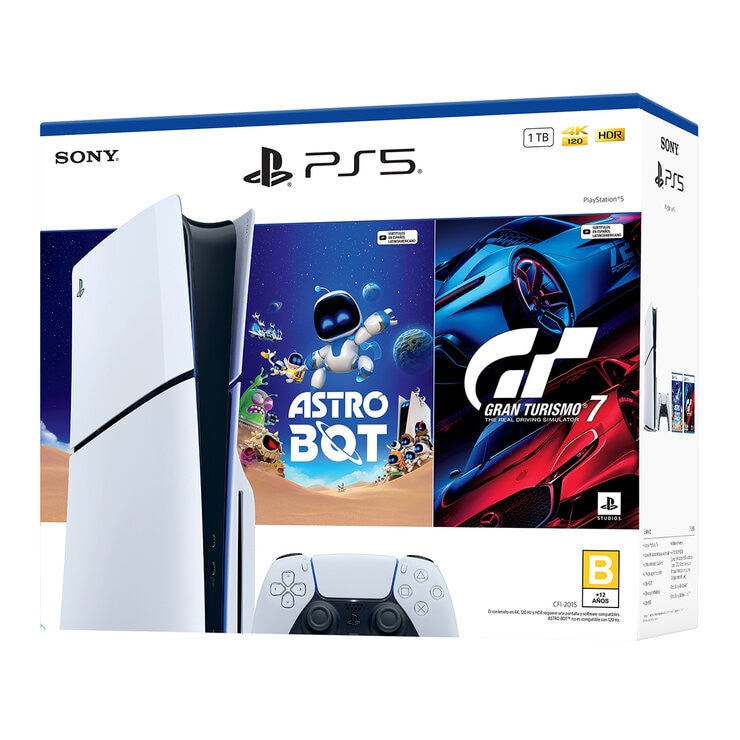 PlayStation 5: Consola Slim Estándar de 1TB + 2 Videojuegos + Estación de Carga