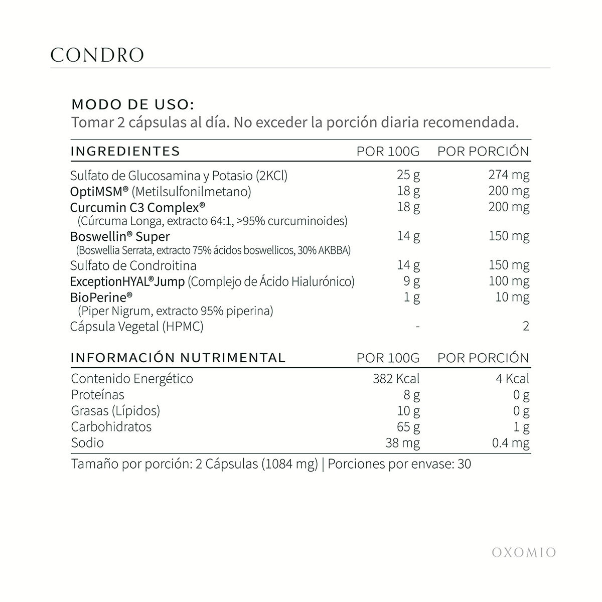 Oxomio Condro Curcumin C3 Complex 60 cápsulas + Eco Refill 60 cápsulas