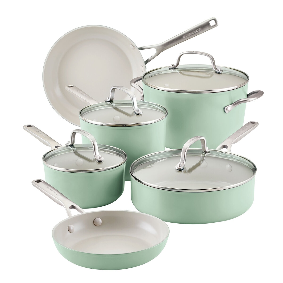 KitchenAid Juego de Bateria de Cocina Anodizada 10 piezas Varios Colores