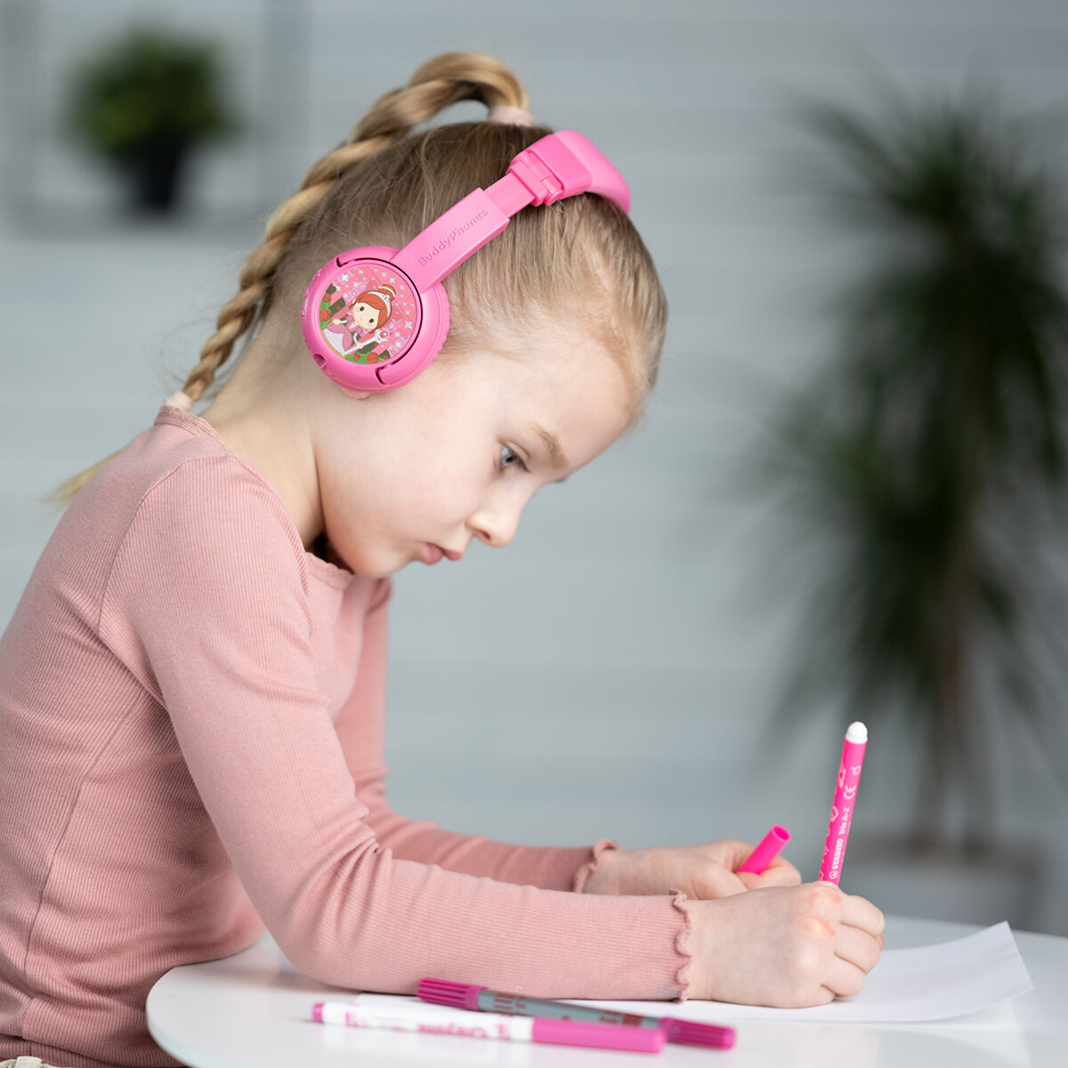 Onaoff Buddyphones Play Plus Audífonos Inalámbricos para Niños Rosa